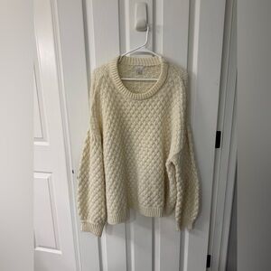 Women’s Cream Textured Knit Sweater